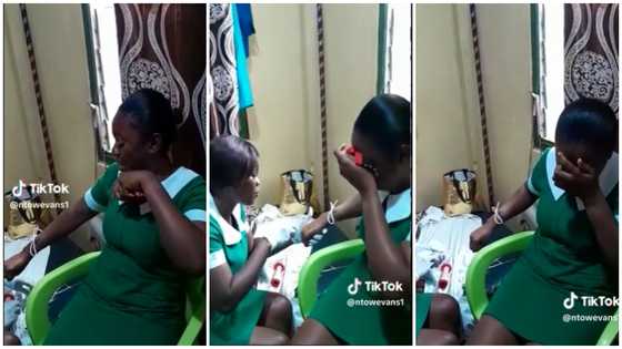 Pretty Ghanaian nurse weeps like a baby as she receives injection, video stirs reactions