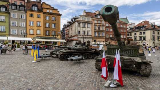 Russian tanks damaged in Ukraine on display in Warsaw