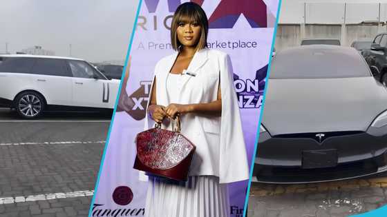 Salma Mumin flashes Range Rover and Tesla S worth $200k, peeps react