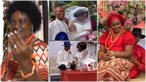 God dey: 64-year-old woman marries for 1st time, she said God did it for her, video wows many online