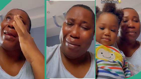 Woman in profuse tears as caesarean section changes her body system after she gave birth