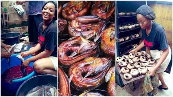 Pretty young lady who roasts fish to sponsor masters degree wows social media (photos)