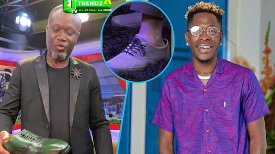 Ola Michael: Neat FM presenter shows off posh shoes to spite Shatta Wale, peeps react to video