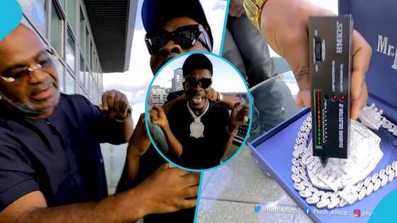 Shatta Wale brags as he rocks necklace made with 8000 diamonds