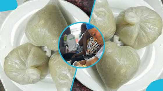 Hungry Ghanaian passenger consumes bowl of Banku and soup in Trotro, video evokes laughter