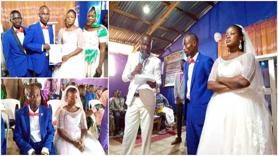 Husband of bride who had a serious frown on during her wedding comes to her rescue