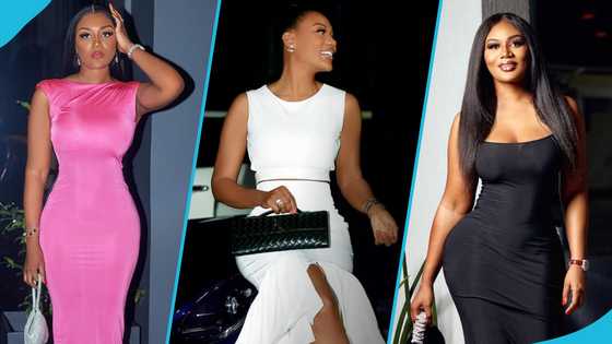 Ghanaian lawyer Sandra Ankobiah looks gorgeous in a white two-piece outfit and designer bag