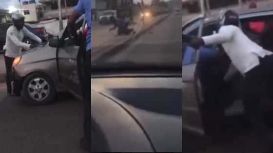 Driver 'fights' police officer and man; dangerously speeds off with them hanging on his car in video