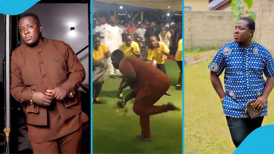 Oheneba Jude goes barefoot in church, unleashes fire tambourine skills as he leads team of women