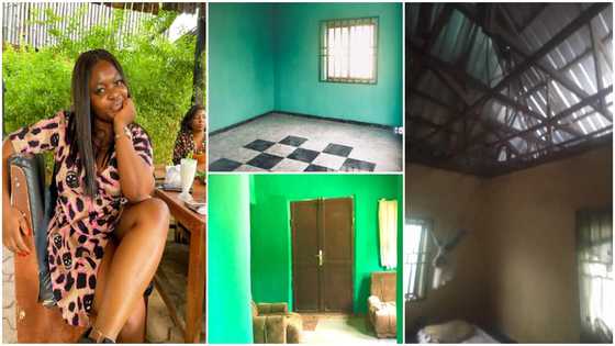 Young lady shares photos as she completes father's house with her savings after many years