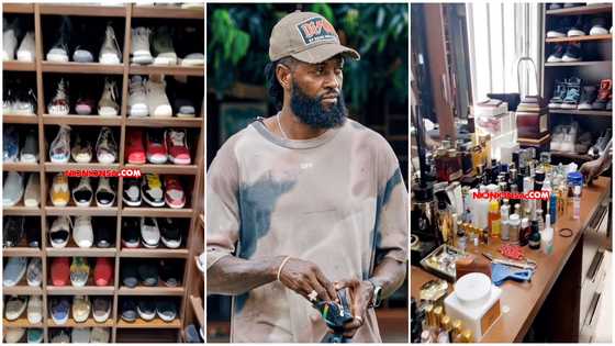 Emmanuel Adebayor: Former Man City player shows off perfume and sneaker collections in lavish closet