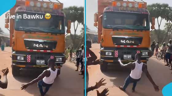 Ghanaian man from Bawku demonstrates strength by pulling a heavy-duty truck with his teeth