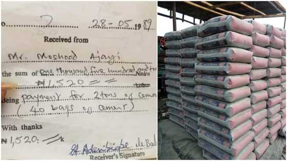 Old receipt showing 40 bags of cement at GHc25 stirs reactions from social media