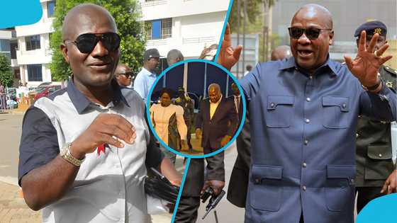 Appiah Stadium storms Jubilee House to praise Mahama after President jetted back from UN Assembly trip, video