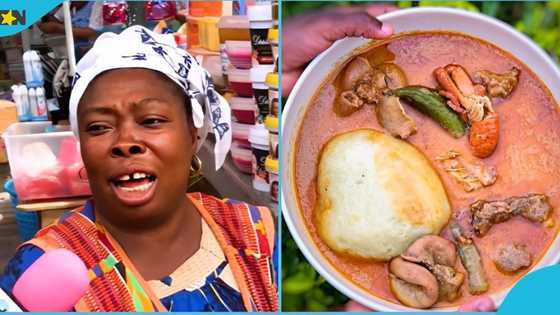Ghanaian woman schools young ladies on how to prepare fufu with light soup with GH¢50: "I will buy fish GH¢10"