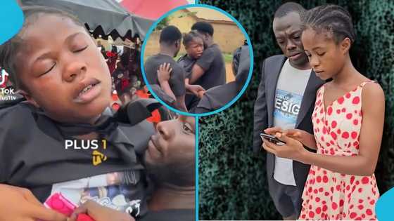 Ama Yeboah’s dramatic moment at Osanju’s funeral leaves Ghanaians talking: "Fake scene"