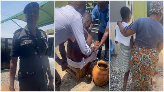 Ghanaian man sends his daughter to herbalist for money ritual; gets arrested by police in video