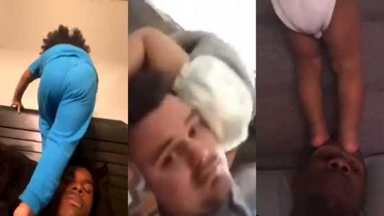 Dads share clips of life with toddlers climbing all over their heads