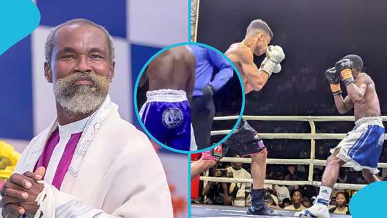 Boxer who wore Adom Kyei's sticker on his shorts suffers defeat at Sharaf Mahama’s event: Video