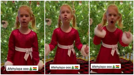 Brilliant Obroni girl stuns Ghanaians with Beautiful rendition of “Yema Mo Afehyia Pa” song