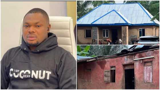 Kind man rebuilds house of widow whose roof was blown off by wind; photos of unique structure pop up
