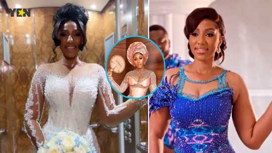 Ghanaian bride who resembles Big Brother winner Mercy Eke slays in flawless Kente gown with perfect beadwork