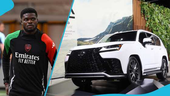 Partey makes a grand entrance at Ghana hotel in GHS 3 million Lexus LX 600: "Soft Landing"