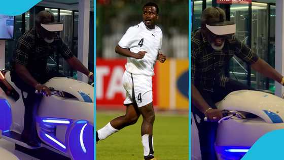 Hilarious video of Sammy Kuffour trying GH¢93k VR game at Despite's mansion drops: Video