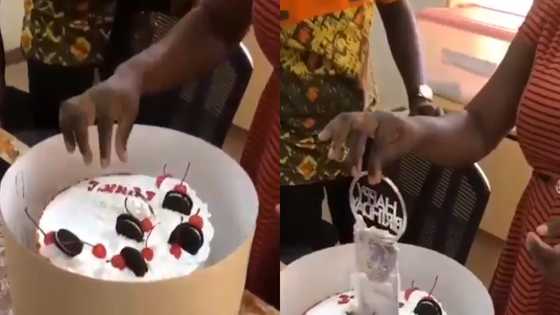 Girlfriend gets surprise of her life as birthday cake turns into money in video