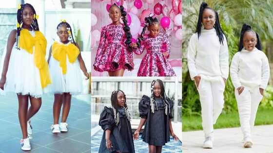 Nana Akua Addo's 1st daughter models alongside her sister in matching outfits; photos drop jaws