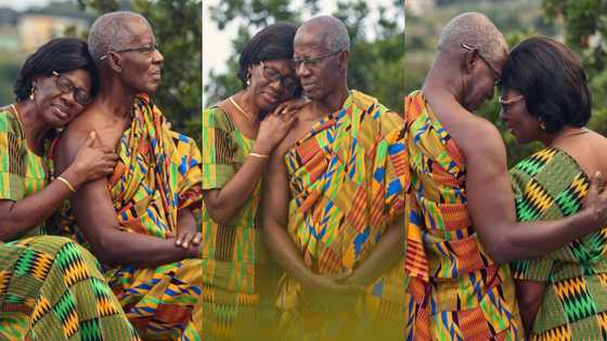 Ghanaian couple marks their 50th marriage anniversary in 'perfect' Kente; beautiful photos emerge
