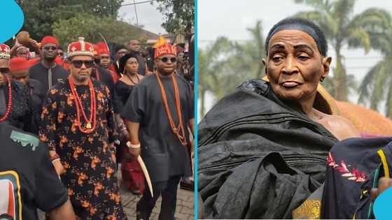 Self-proclaimed Igbo King commands attention with grand entrance at Asantehemaa’s funeral rites
