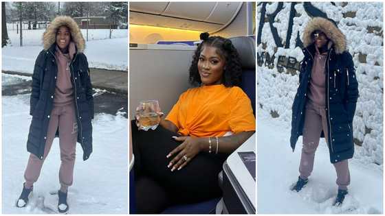 Fella Makafui: Actress enjoys time in snow in America, flaunts winter outfit in photos, many gush over her