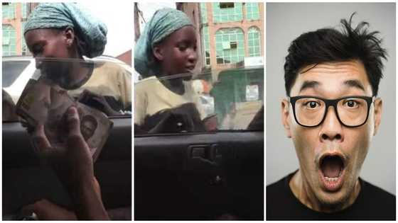 Fear of money ritual? Little female beggar rejects huge wads of cash from man in a car, video stirs reactions