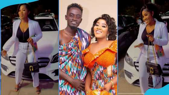 Lil Win's wife shows off expensive white suit and Mercedes Benz