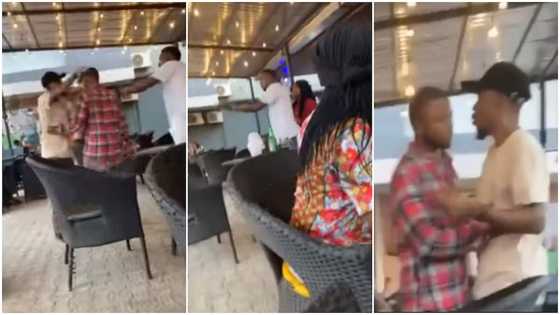 What are you doing here? Man catches his girlfriend with another 'lover' in Lagos, video goes viral
