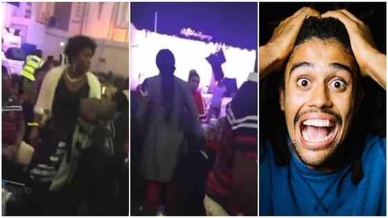 Lady storms wedding of ex-boyfriend with her gang, scatters the place in video with guests running for safety