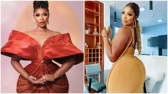 Nigerian socialite Bybronx causes frenzy with thigh-high cut dress and huge curves at event in Accra, videos drop