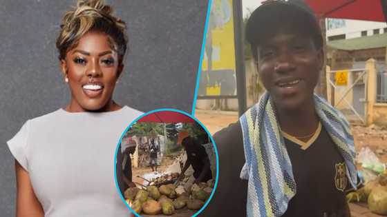 Nana Aba: Media star emanates sweets vibes as she buys from coconut sellers: “Meet my new friends”