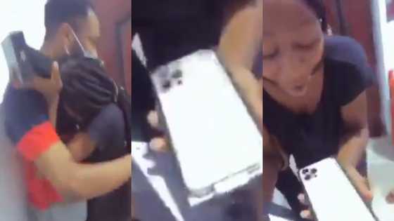 Romantic man buys his girlfriend iPhone 12 Pro Max as Val's Day gift; lady kisses him in video