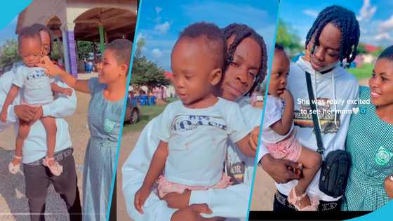 Ghanaian young man visits SHS lover with the baby they had together, video gets 1.7m views, wins many hearts
