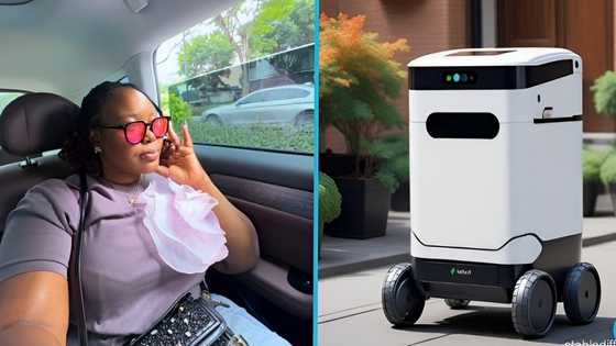 Ghanaian lady marvels at technology advancement abroad as she receives food orders from AI robot