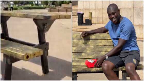 He's gifted: Ghanaian creative builds bench that converts to table from plastic waste; drops video