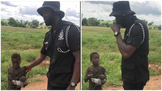 Touching video of Ghanaian police officer giving a little kid money for food warms hearts: "I almost cried"
