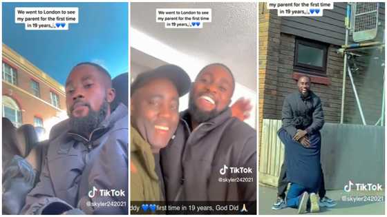 Ghanaian man reunites with parents in London for the first time in 19 years: video evokes emotion