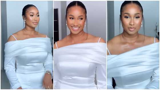 Pretty wedding guest wins over social media as she slays in a white silk corseted dress