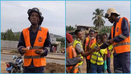 Buz Stop Boys: Rich Ghanaian man gifts sanitation volunteer group gh¢5000, they share it equally in video
