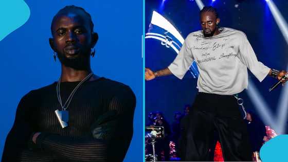 Black Sherif looks worried as he reacts to Fire Oja's doom prophecy with Quran prayers: "Wahala deyy"