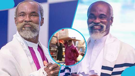 Adom Kyei-Duah humbly carries heavy boxes of plastic chairs with his church members, video