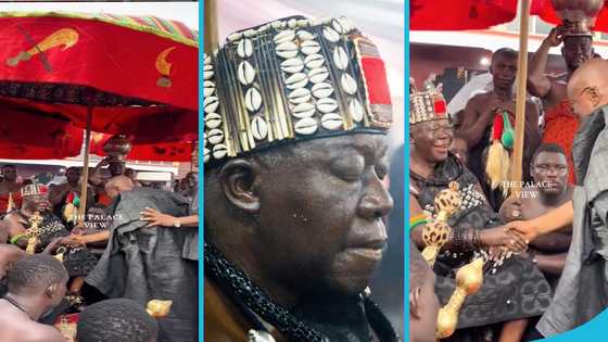 Akufo-Addo lightens the mood at Mamponghene's funeral, makes Otumfuo smile amidst mourning in a viral video